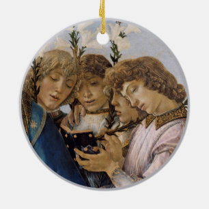 Botticelli Mary Jesus och sjunger Änglar Julgransprydnad Keramik