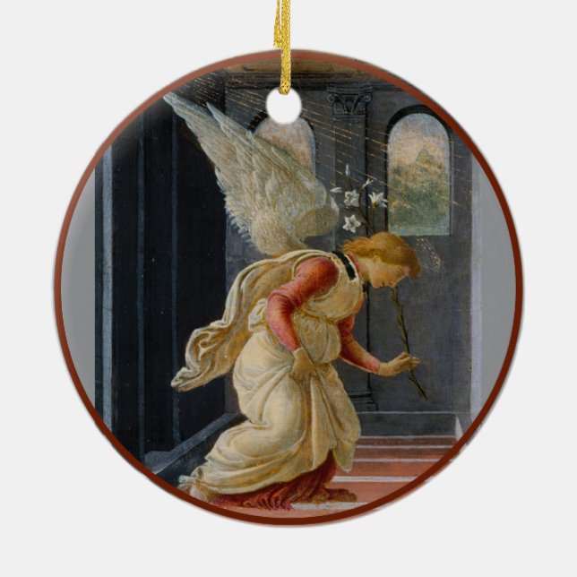 Botticelli Mary och Angel Julgransprydnad Keramik (Baksidan)