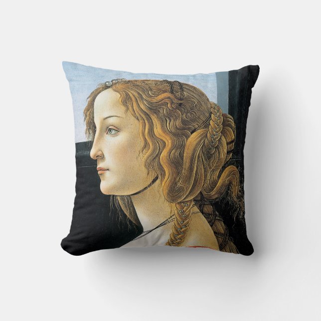 Botticelli porträtt av en ung kvinnadekorativ kudde (Framsida)