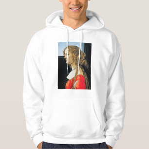 Botticelli porträtt av en ung kvinnaHoodie Tröja Med Luva
