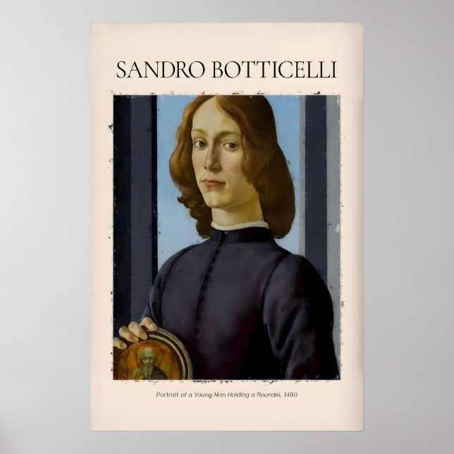 Botticelli Porträtt av en ung man Rundel 1480 Poster (Framsidan)