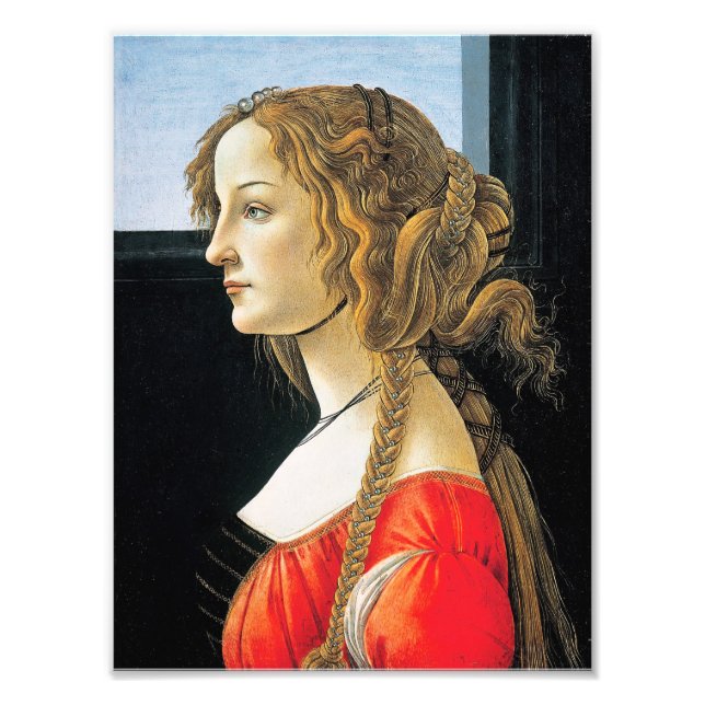 Botticelli Porträtt i en ung kvinna Fototryck (Framsidan)