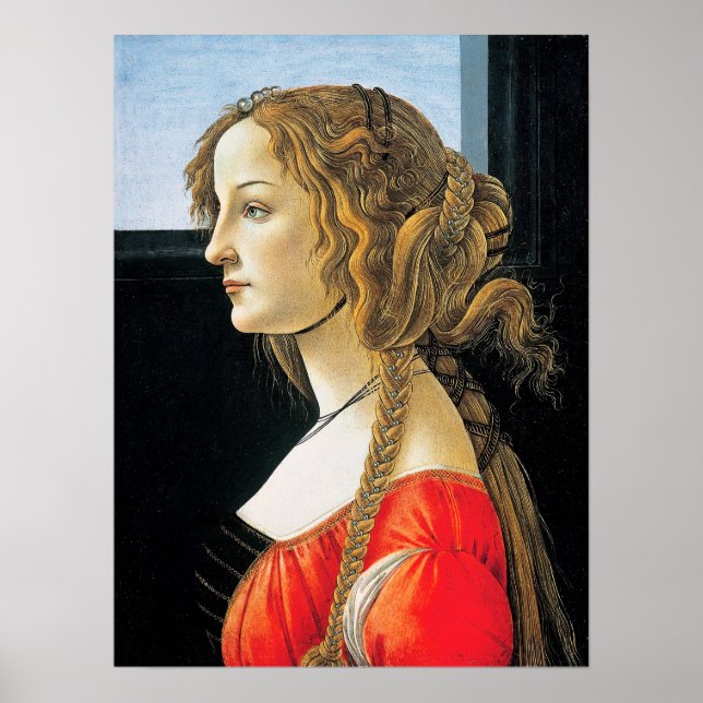 Botticelli Porträtt i en ung kvinna Poster (Framsidan)