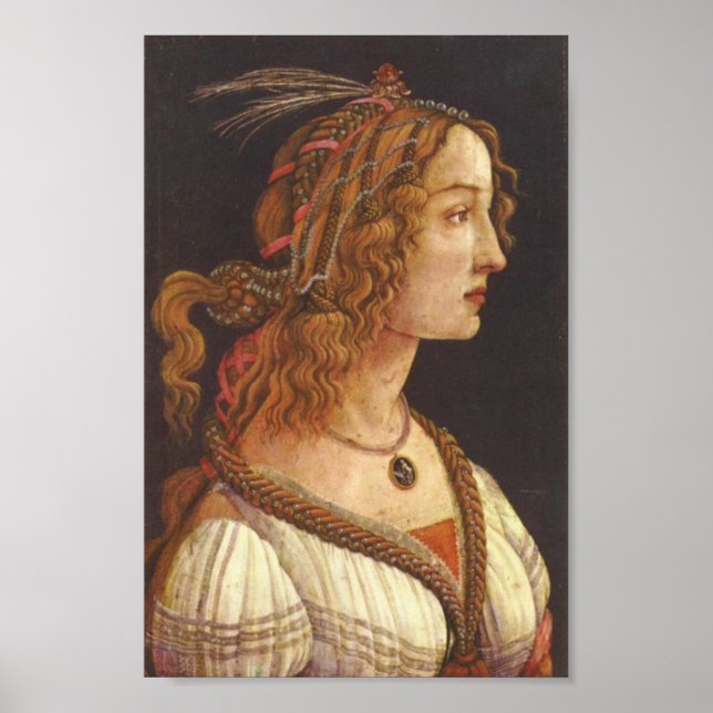 Botticelli-Porträtt i unga Simonetta Vespucci Poster (Framsidan)