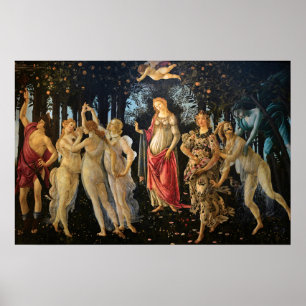 Botticelli Primavera Renässans Blommig Gudinna Poster