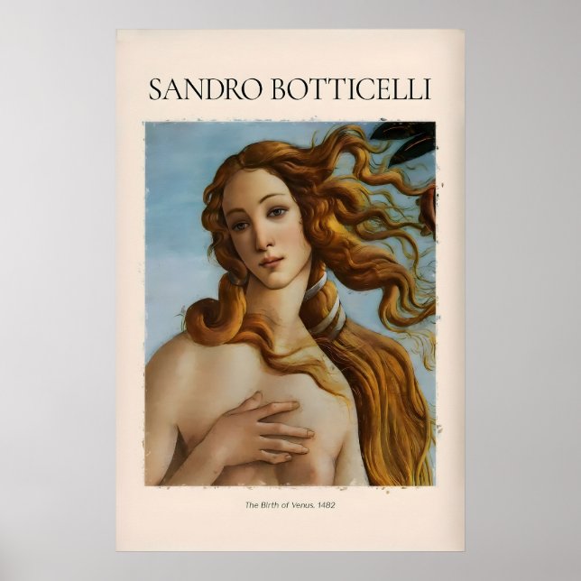 Botticelli Venus födelse Ansikte Detalj Konsttryck Poster (Framsidan)