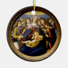 Botticellis Madonnan med granatäpplet småänglar Julgransprydnad Keramik
