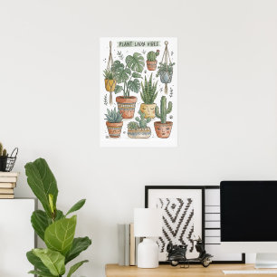 Bottkonstnärlig illustration väggkonst, Växtälskar Poster