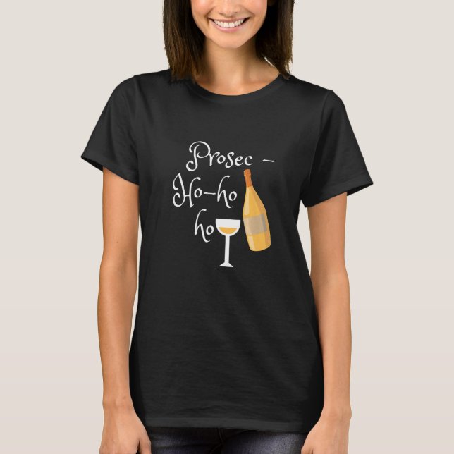 Bottle Prosec Glass Christmas Holiday Good Mood T Shirt (Framsida)