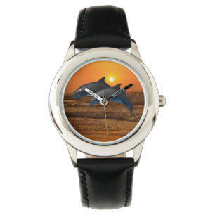 Bottlenosedelfin på solnedgången armbandsur