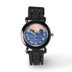 Bottlenosedelfin på soluppgången armbandsur