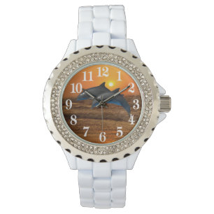 Bottlenosolfin vid solnedgång armbandsur