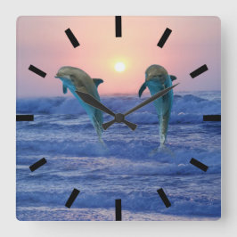 Bottlenosolfin vid Soluppgång Fyrkantig Klocka