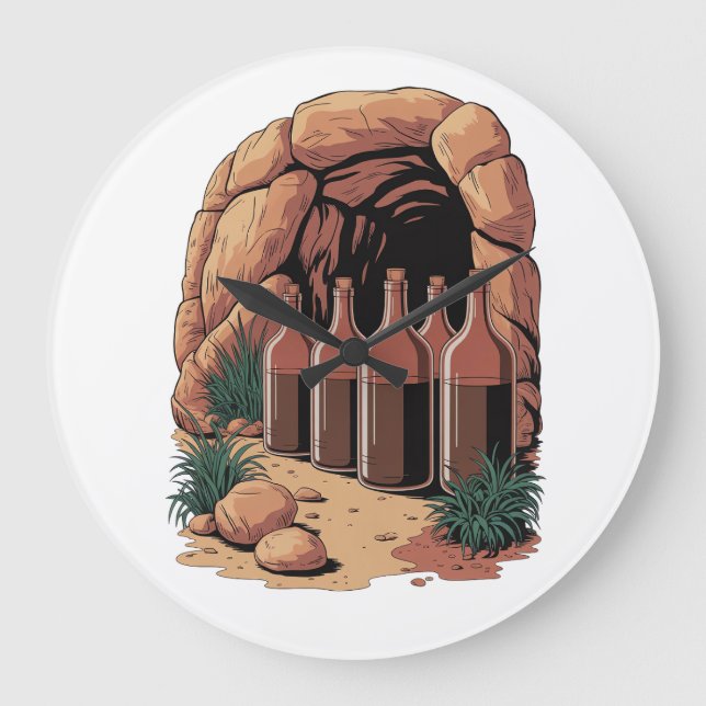 Bottles At A Cave Stor Klocka (Framsida)