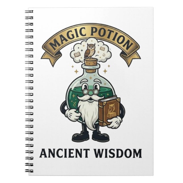 Botto Ancient Wisdom Wizard Magic Potion Owl Retro Anteckningsbok (Framsidan)