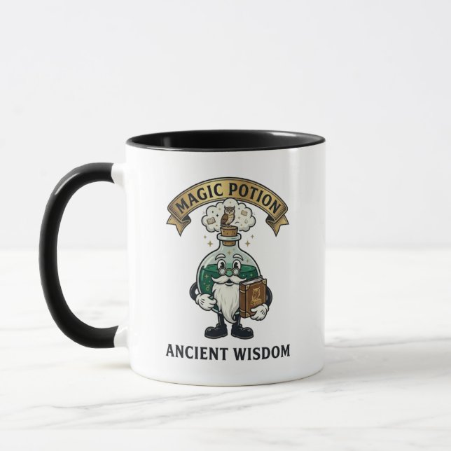 Botto Ancient Wisdom Wizard Magic Potion Owl Retro Mugg (Vänster)