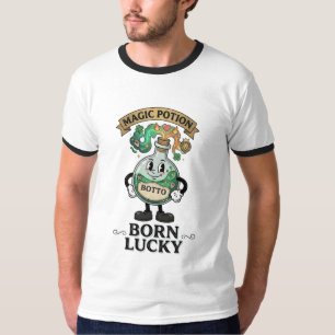 Botto Born Lucky Magisk Trolldrycksflaska Retro Te T Shirt