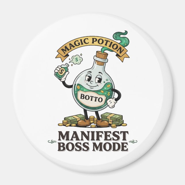 Botto Manifest Boss Mode Retro 1930-tals Tecknad D Magnet (Framsidan)