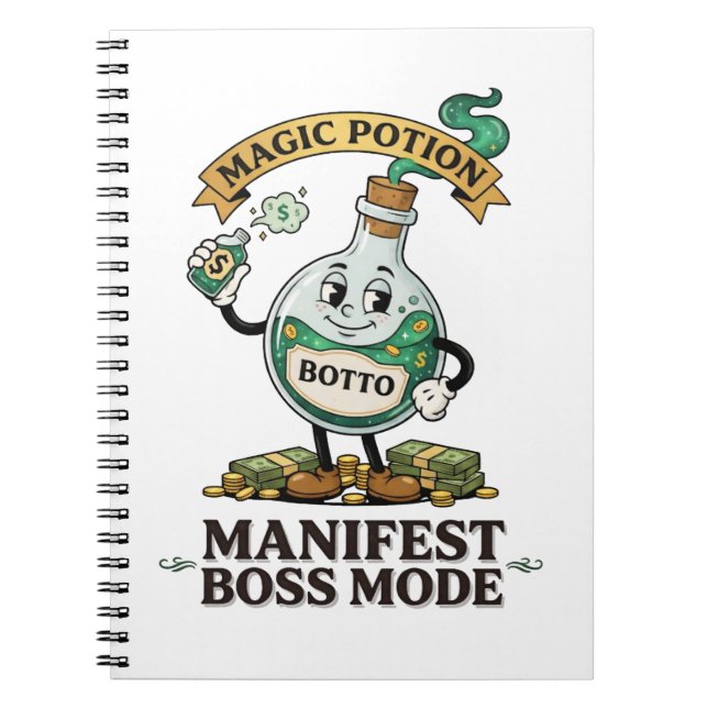 Botto Manifest Boss Mode Retro 1930s Cartoon Potio Anteckningsbok (Framsidan)