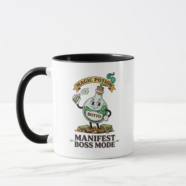Botto Manifest Boss Mode Retro 1930s Cartoon Potio Mugg (Vänster)