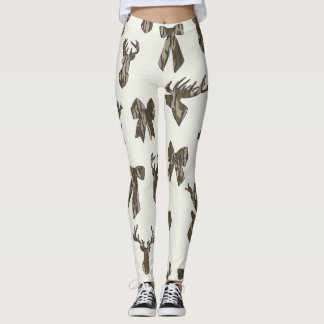 Bottom Lands Camo Coquette Bow for Women Deer Hunt Leggings