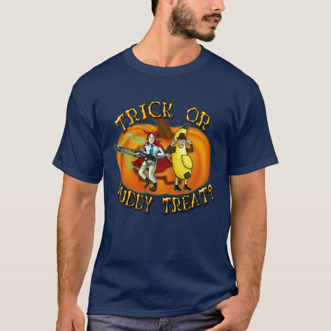 BOTTOM TRICK OR RUDDY TREAT Överstorlek T Shirt (Framsida)
