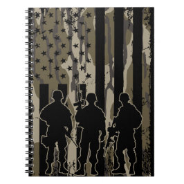Bottomland Camo American Flagga & Soldiers Anteckningsbok