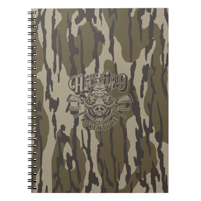 Bottomland Camo Boar Hunting Vild Boar Anteckningsbok (Framsidan)
