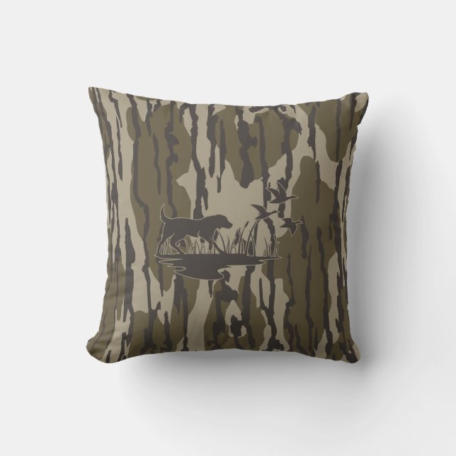 Bottomland Camo Skin Hund och Ankor Kudde (Framsida)