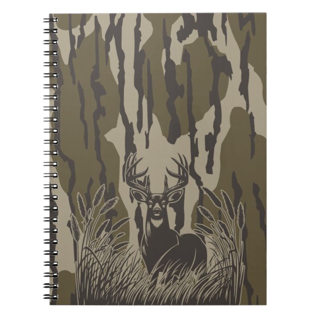 Bottomland camo whitetail hjort buck (jaktkamera) anteckningsbok (Framsidan)