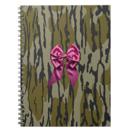 Bottomland Camo Women's Cute rosa Bow Ribbon Anteckningsbok