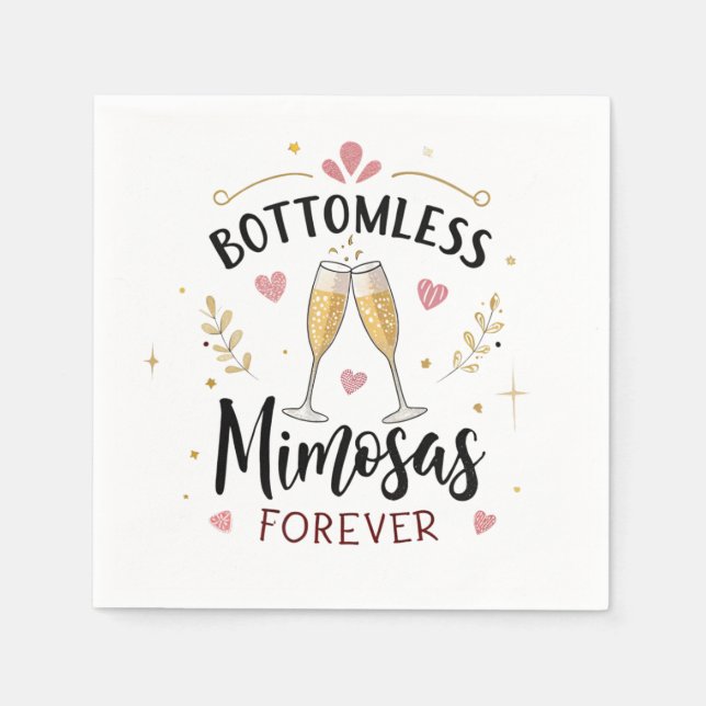 Bottomless Mimosas Forever Napkins - Brunch Party Pappersservett (Framsidan)