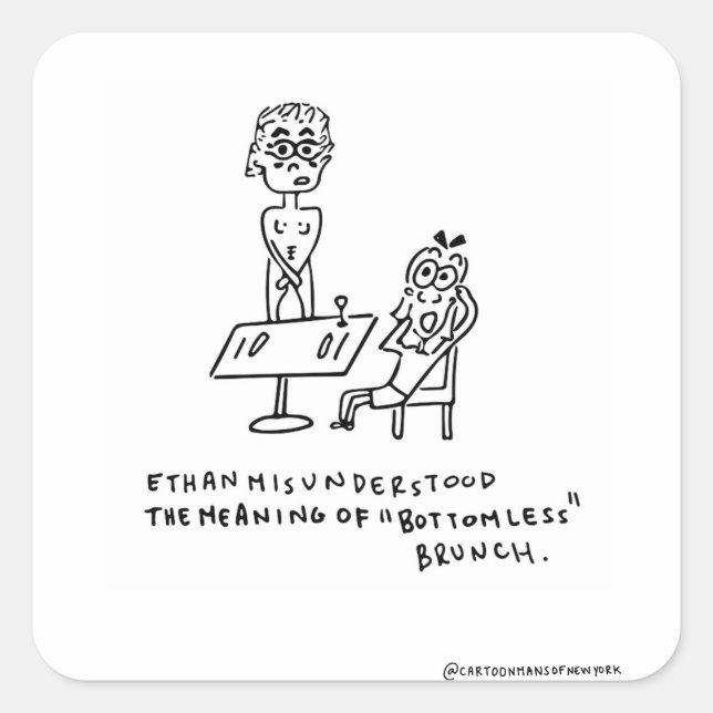 Bottomlös Brunch Fyrkantigt Klistermärke (Framsida)