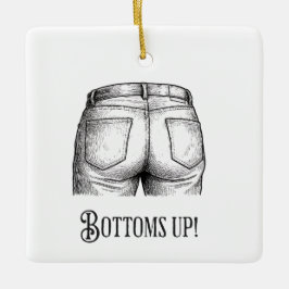 Bottoms Up! Funny White Elephant Gift Christmas Julgransprydnad Keramik
