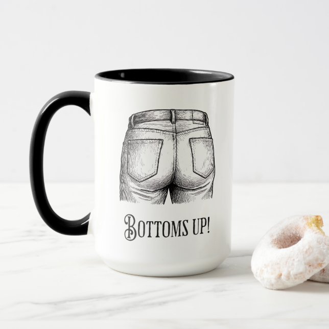 Bottoms Up! Funny White Elephant Gift Christmas Mugg (Med munk)