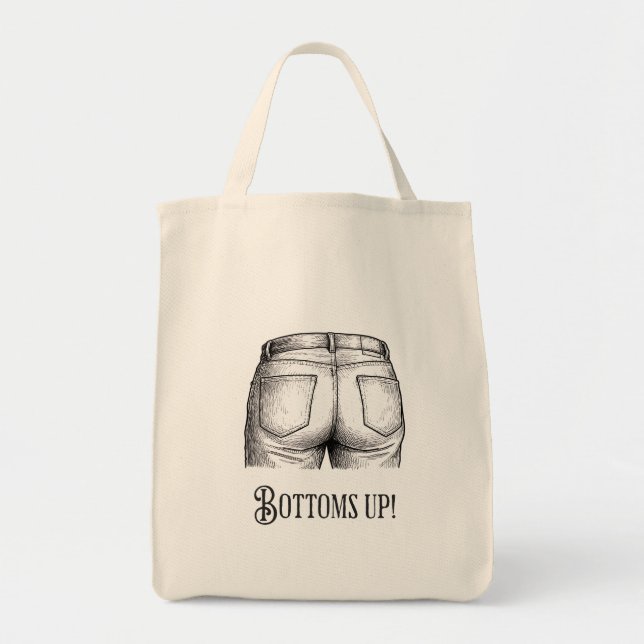 Bottoms Up! Funny White Elephant Gift Christmas Tygkasse (Framsidan)