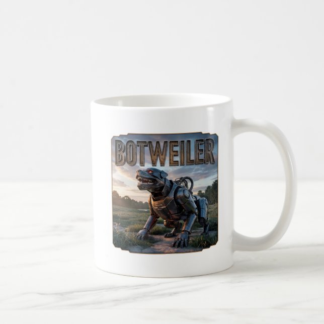Botweiler Fotografisk – Robot Rottweiler Rolig Kaffemugg (Höger)