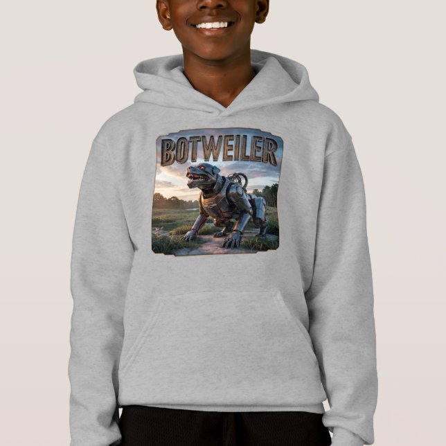 Botweiler Fotografisk – Robot Rottweiler Rolig T Shirt (Framsida)