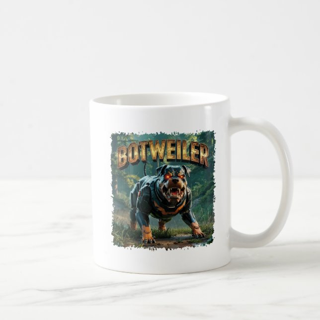 Botweiler-illustration – Robot Rottweiler Rolig Kaffemugg (Höger)