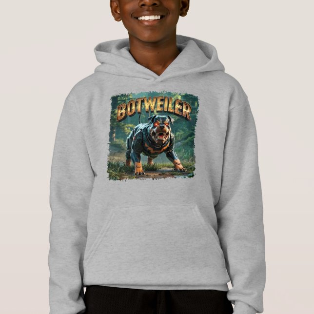 Botweiler-illustration – Rolig Robot Rottweiler T Shirt (Framsida)