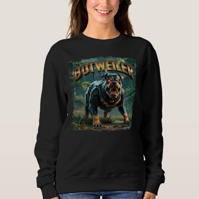 Botweiler-illustration – Rolig Robot Rottweiler T Shirt (Framsida)