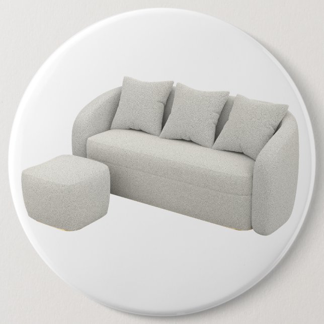 Boucle-soffa med ottoman knapp (Framsida)