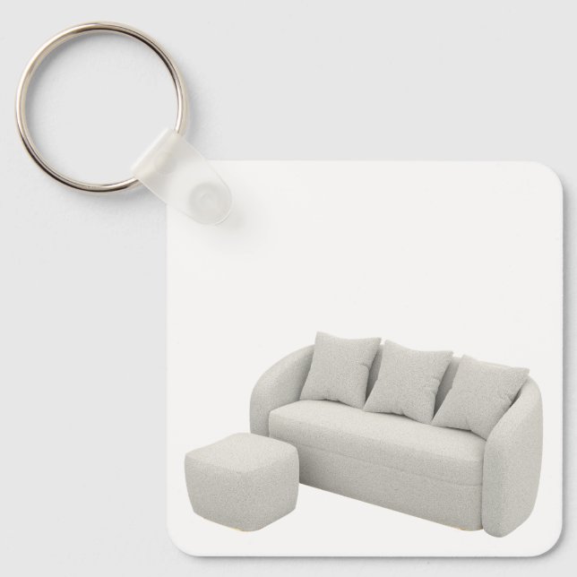 Boucle-soffa med ottoman nyckelring (Framsida)
