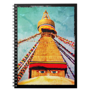 Boudhanath Stupa, Buddha Öga, Kathmandu, Nepal Anteckningsbok