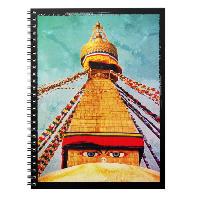 Boudhanath Stupa, Buddha Öga, Kathmandu, Nepal Anteckningsbok (Framsidan)