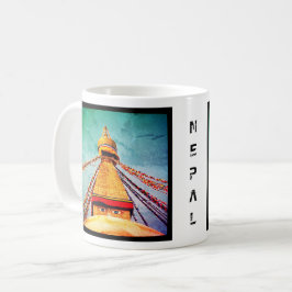 Boudhanath Stupa, Buddha Öga, Kathmandu, Nepal Kaffemugg