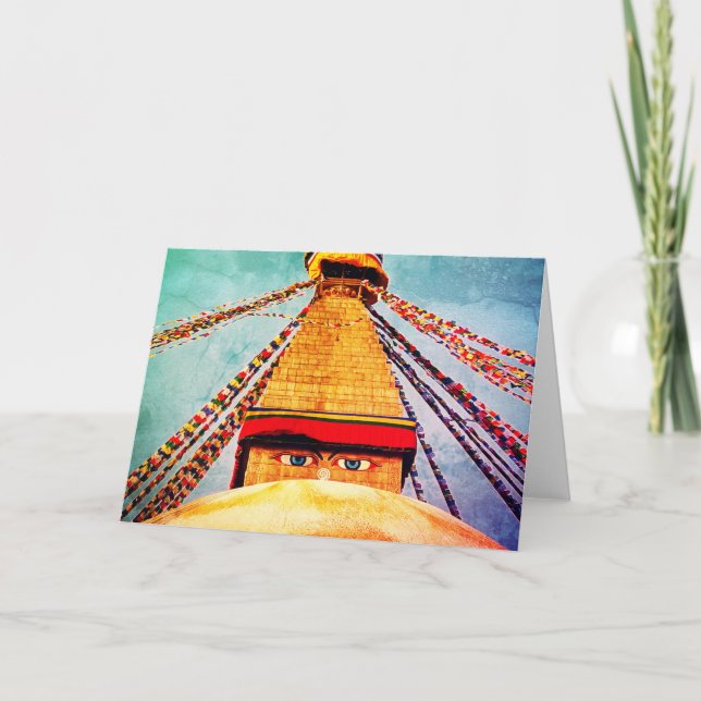 Boudhanath Stupa, Buddha Öga, Kathmandu, Nepal Kort (Framsida)