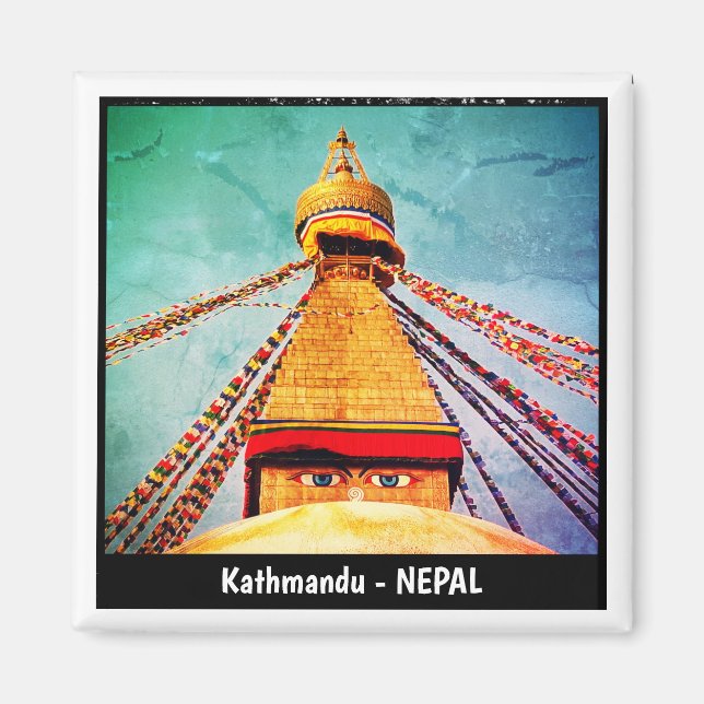 Boudhanath Stupa, Buddha Öga, Kathmandu, Nepal Magnet (Framsidan)