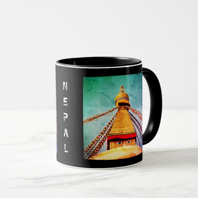 Boudhanath Stupa, Buddha Öga, Kathmandu, Nepal Mugg (Framsida höger)