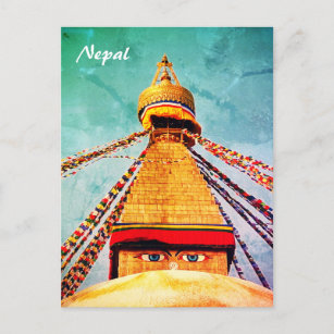 Boudhanath Stupa, Buddha Öga, Nepal-vykort Vykort